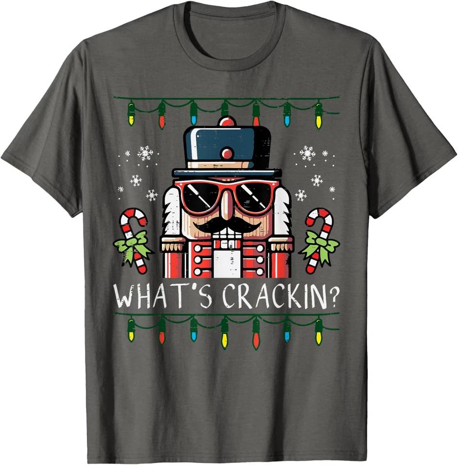 Christmas Nutcracker Whats Crackin Funny Xmas T-Shirt L