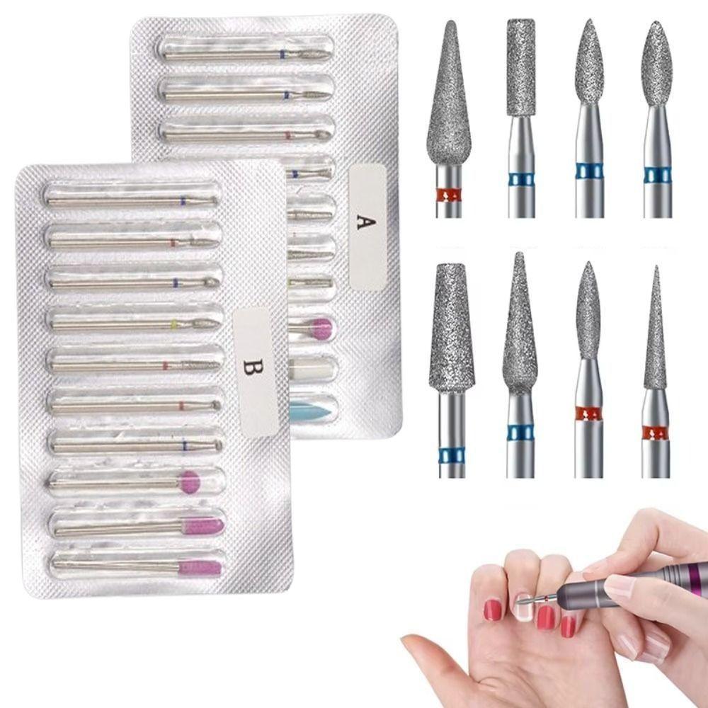 10Pcs Russian style Nail Polishing Head Set Dead Skin Removal High-hardness Manicure Grinding Head Electric Rotary