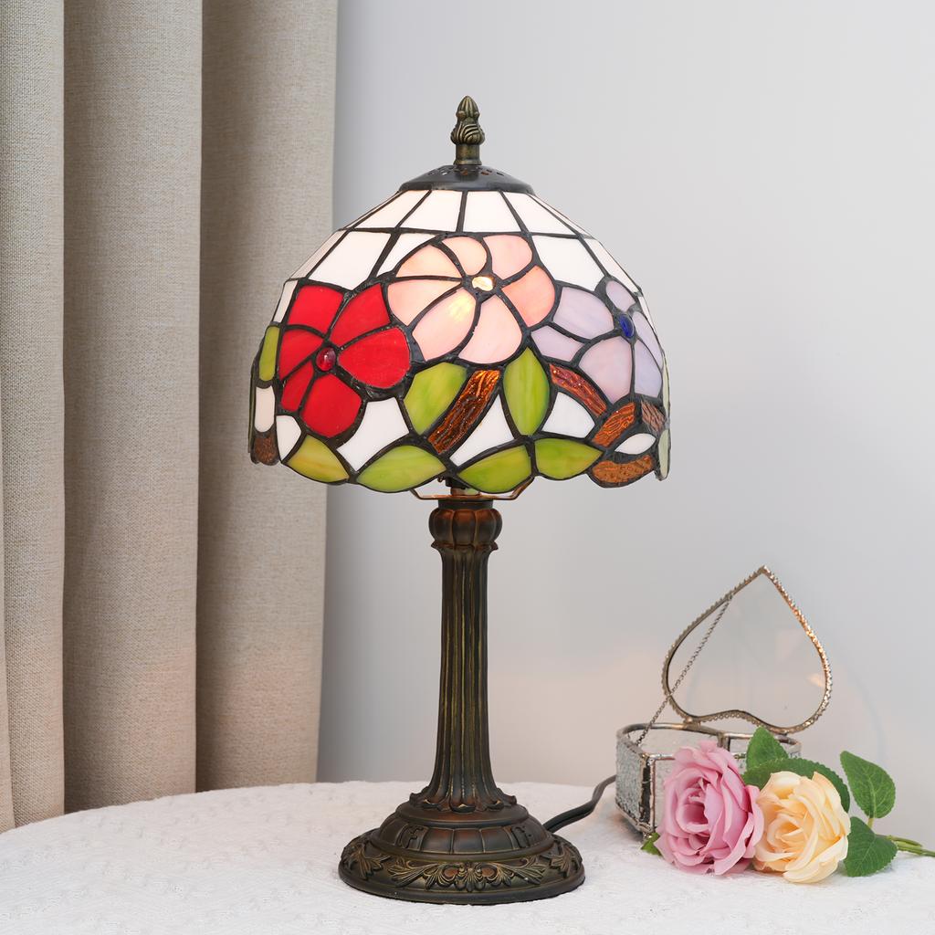 Morning Glory Table Lamp, 8 Inches Stained Glass Lamp,Handmade Vintage Lamp,Decor Bedside Bedroom Living Room and Study