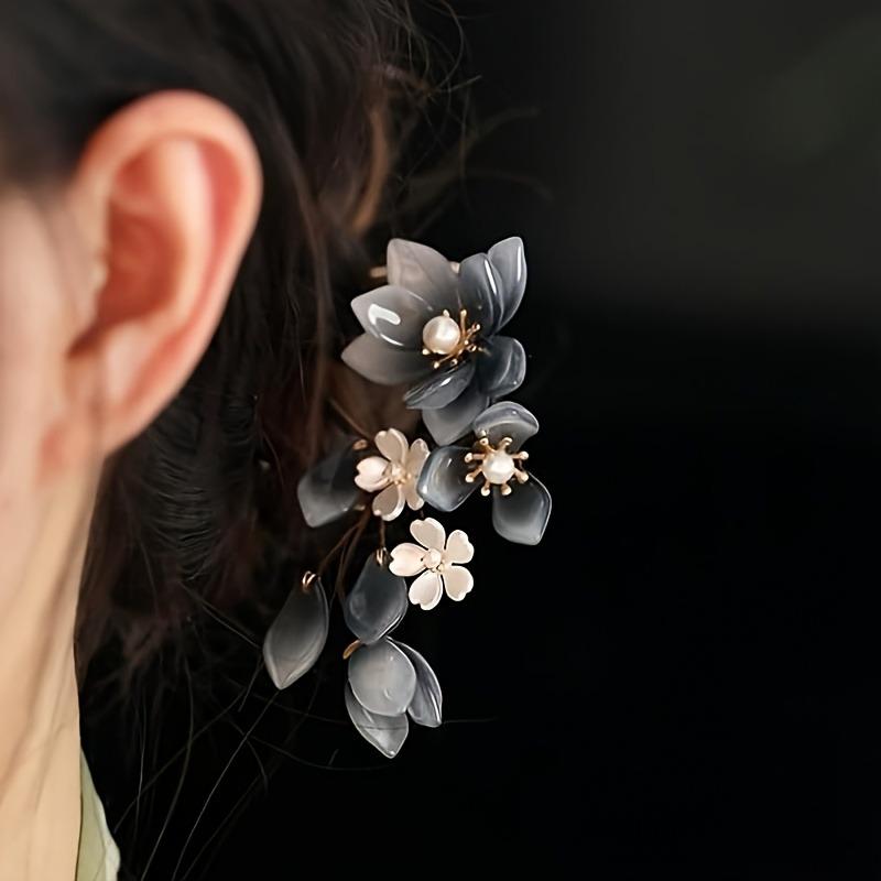 New Chinese Style Glazed Peony Flower U-shaped Round Hair Hairpin with Elegant Temperament Cheongsam Round Hair Hairpin