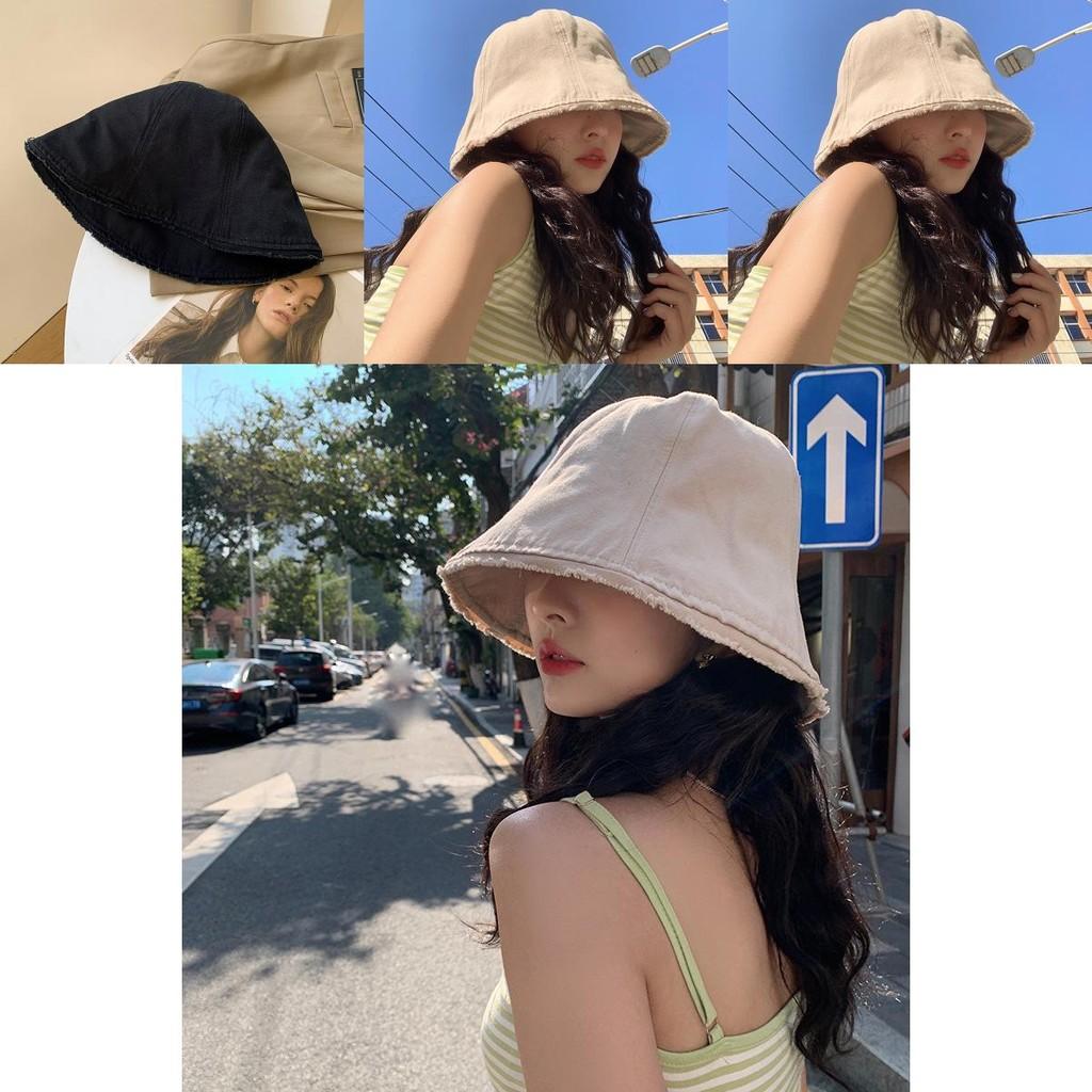 Elegant Bucket Cotton Hat For Women Summer Japanese Style Sun Protection Hat
