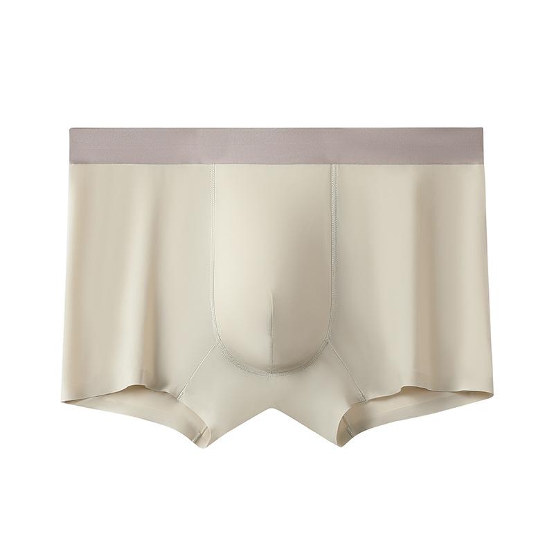 Plus Size Men's Summer Ultra Thin Oyster Vegetable Antibacterial Crotch Ice Silk Non Mark Quick Drying Mid Waist Flat Angle Briefs