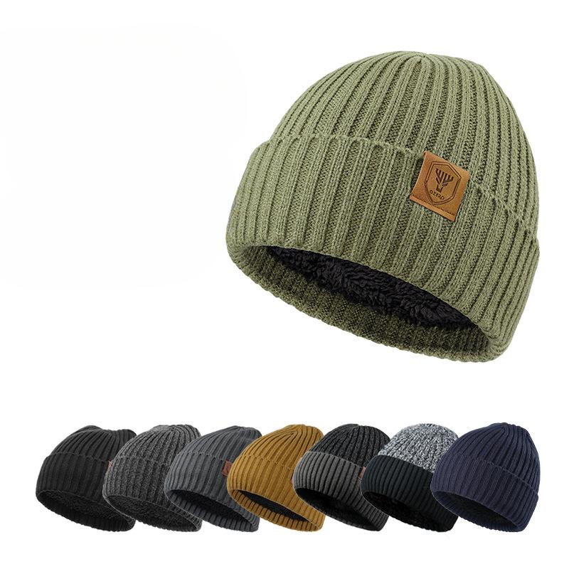 Hats for Women's New Style Knitted Hats for Men's Big Head Circumference Warm Plush Hats for Students Solid Color Cold Proof Melon Skin Hats