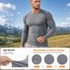 Men's Compression Long Sleeve Shirt Athletic Training Top Quick Dry Breathable High Stretch Base Layer for Running Basketball