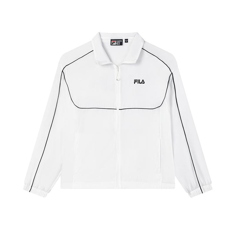 FILA Lifestyle Original Versatile Casual Polo Zip Long Sleeve Shirt Women shirts Cloud-Mushroom-White F11W529704F-WT