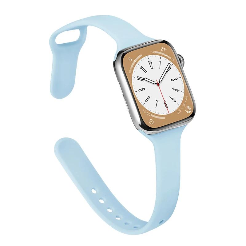 Slim Strap for Apple Watch Band 44mm 40mm 38mm 42mm Ultra 49mm Silicone Bracelet Correa iWatch Series 6 Se 5 4 3 7 8 45mm 41mm