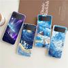 Phone Case For Samsung Galaxy Z Flip 3 4 5 Hard Folding Clear PC For Samsung Z Flip 6 Back Cover Landscape Winter Light Snow