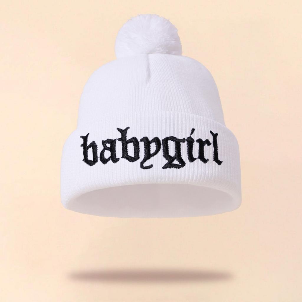 Autumn And Winter Thin Knitted Hat Men'S And Women'S Embroidered Wool Cold Hat Student Shopping Sweet Cute Pullover Hat