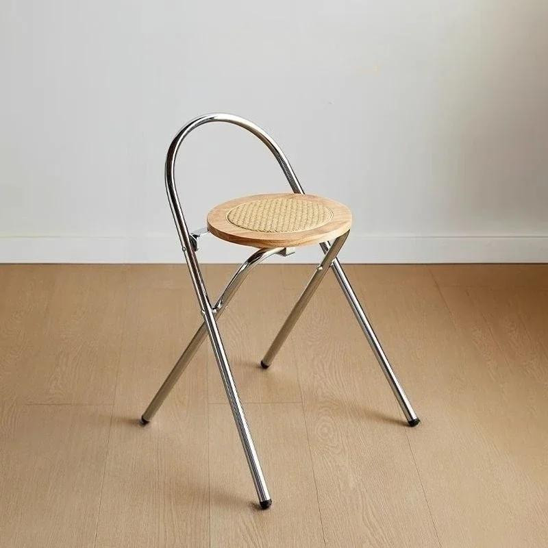 Langlebiger und faltbarer Retro-Rückenlehnen-Esszimmerstuhl, geeignet für Familien- und Café-Freizeit-Balkonstühle, Rattan-Barstühle