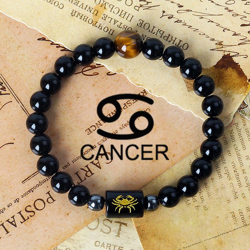 12 Constellation Zodiac Signs Bracelet Men Women Natural Tiger Eye Stone Beaded Couples Bracelets Scorpio Birthday Beads Jewelry