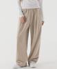 PIANER One-Pleat Wide Ribbed Knit Pants (Dark Beige)