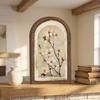 Vintage Framed Wall Art, Curved Wooden Floral Wall Art, Arched Wood Framed Wall Art, Rustic French Country Style Paintings for Bedroom
