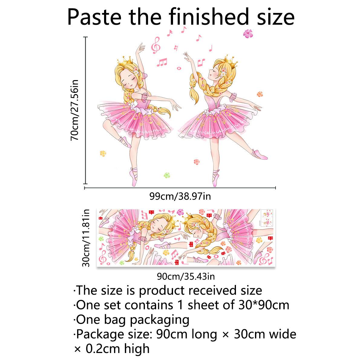 

Ballet Dancer Girl Butterfly Wall Stickers Swan Pattern Self-Adhesive Removable Wall Decal Living Room Bedroom Home Decoration 30x90CM