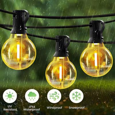 Solar Garden Holiday Party Ambient Light String with Remote Controls and LED Waterproof Bulb Outdoor Patio G40 String Lights