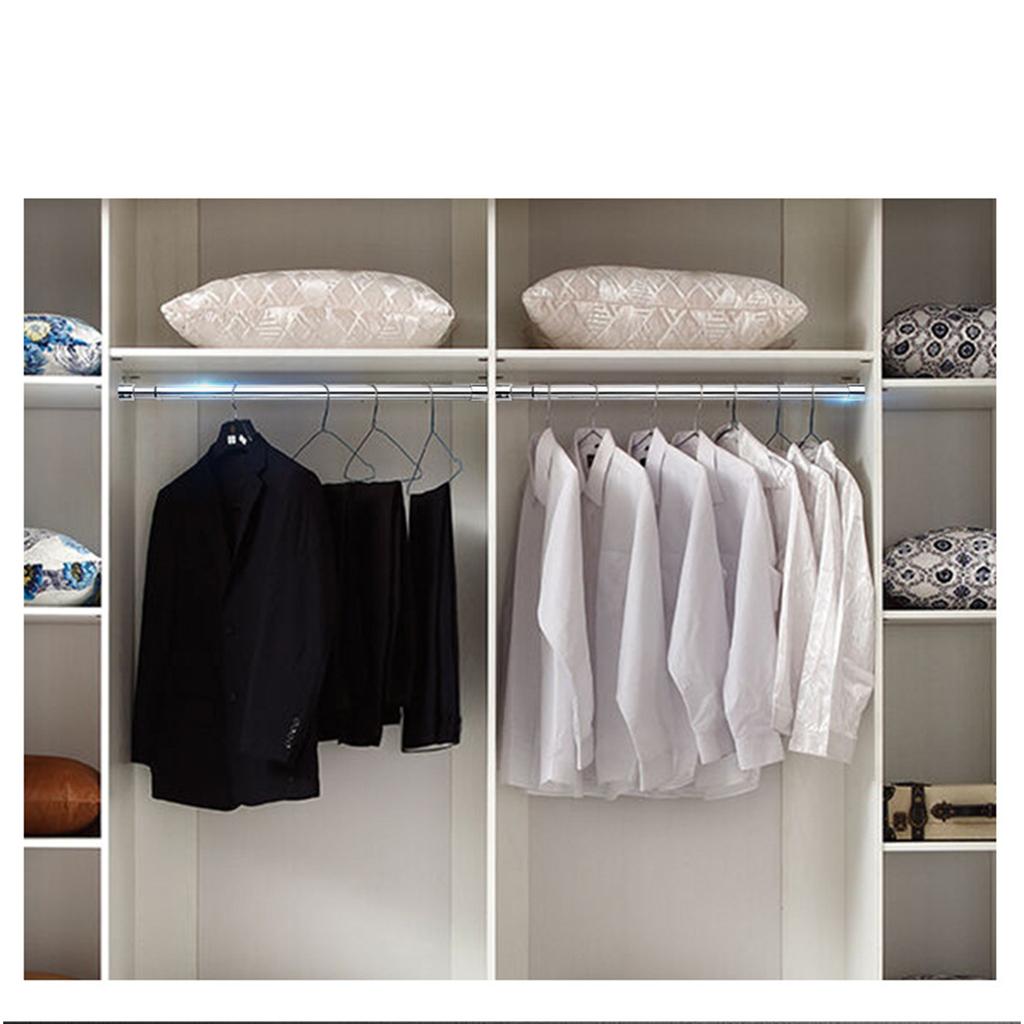 Tykket rustfritt stål garderobeskap Teleskopstang Justerbar klær Hengestang Balkong Soverom Flerbruks klær tørkestativ