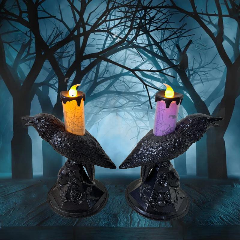 Xiaomi Halloween Crow Statue Luminous Candlestick Ghost Festival Horror LED Crow Candlelight New Halloween Home Decoration Candlelight