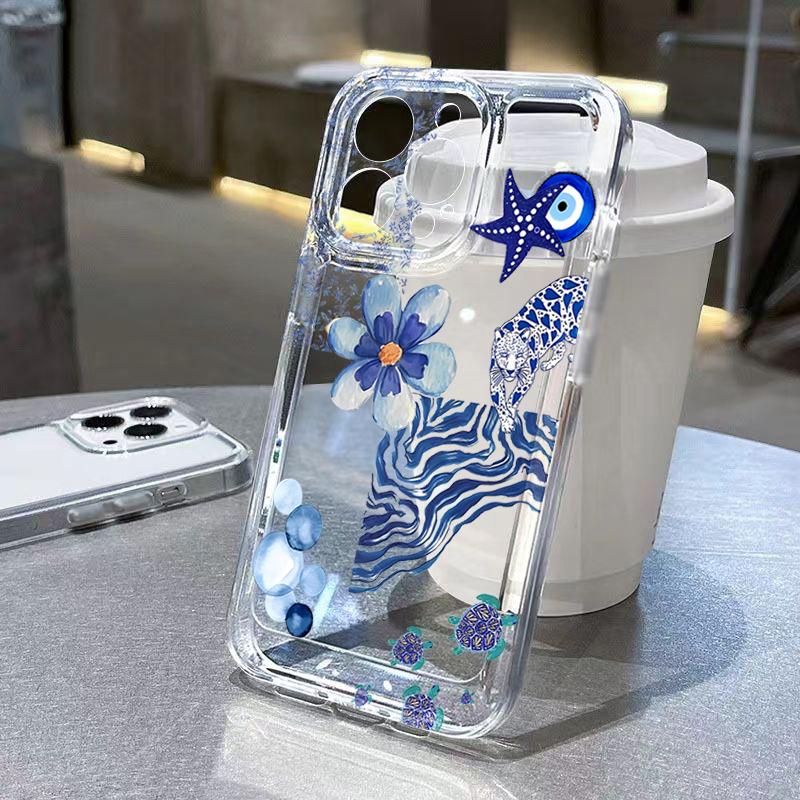 

Tropical Beach Coconut Tree Blue-Green Clear Phone Case For iPhone 17 Air 16 15 14 13 12 11 Pro Max X XR XS 15 16 Plus 16E Cover iPhone 12 mini