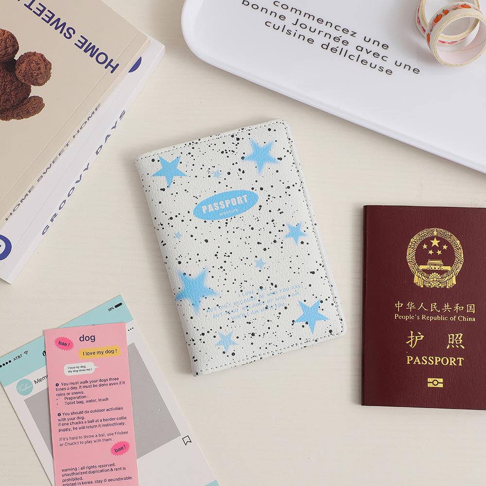 

Fashion Pentagram Design Passport Holder Multi Bits Credit Card Holder Women Travel Accessories Leather Passport Cover Wallet синій