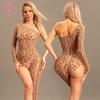 Leopard Print Lingerie Skin Tone Perspective Shoulder One-piece Large Size Sexy Hot Nightclub Suit