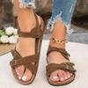 Fashion Retro Buckle Strap Cork Sandals Women 2025 Summer Cross Strap Flat Sandals Woman Brand Design Comfortable Non Slip Beach Shoes
