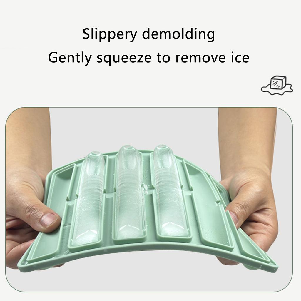 2Pcs Food Grade Silicone Ice Cube Tray Long Cylinder Ice Cube Mold Reusable Ice Maker for Soup Freezer Wine Juice