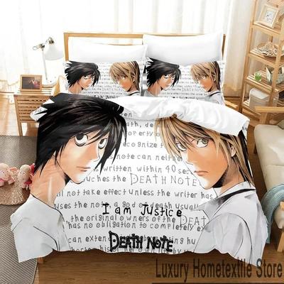 Impresión 3D Death Note Anime Juego de Ropa de Cama Niños Niñas Tamaño Individual Doble Queen King Funda Nórdica Funda de Almohada Cama Niños Adulto Textile para el Hogarextile