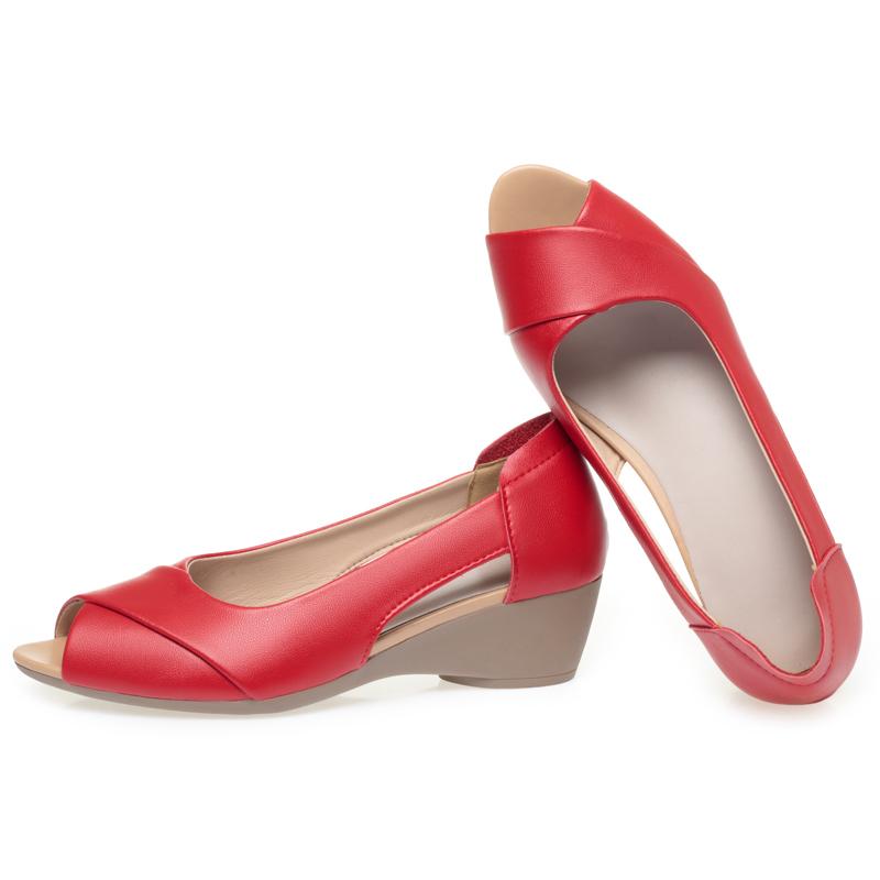 Módní AIYUQI 2025 nové dámské sandály Klínový podpatek Mělké protiskluzové dámské boty Velká velikost kožené sandály s rybí tlamou dámské