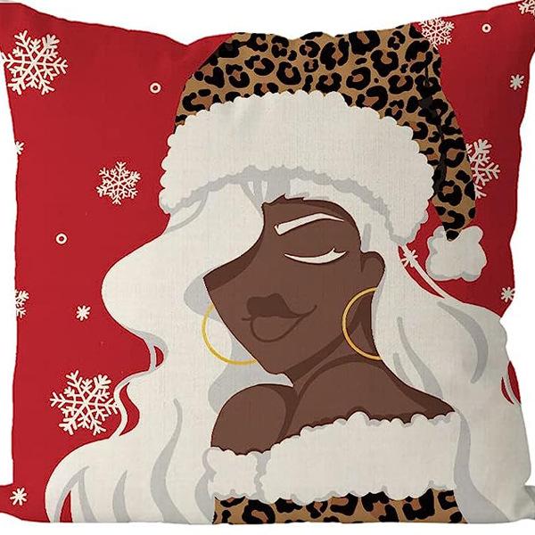 Christmas Pillowcase Linen Print Elk Snowman Home Decoration Sofa Cushion Cover