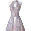 High-End French Halter Neck Evening Gown - 2026 Light Luxury Bridal Banquet Dress