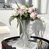 Stylish Balcony Decor Retro Curved Decorative Flower Vase, 3D Printed Flared Neck Plant Pots for Windowsill Minimalist Tabletop Floral Container