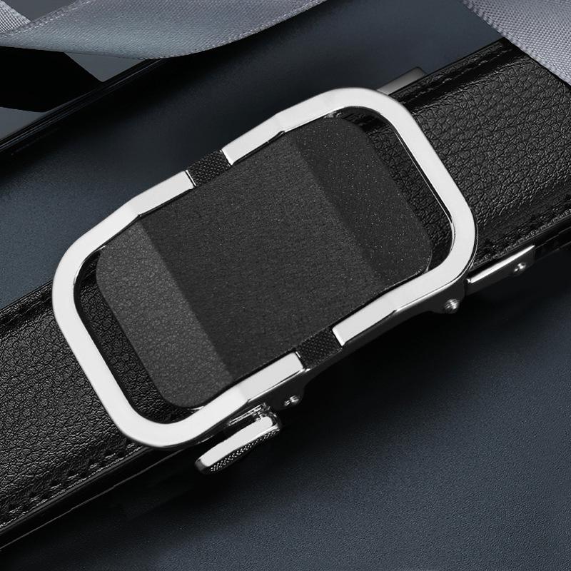 New Style of Men's Genuine Leather Belt Automatic Buckle Leather Belt Business Versatile Casual and Simple Middle Aged and Young Belt Men