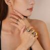 Niche Asymmetric Open Ring Fashion Color Matching Gold Single Ring Ring Stainless Steel Electroplated 18K Gold Ring