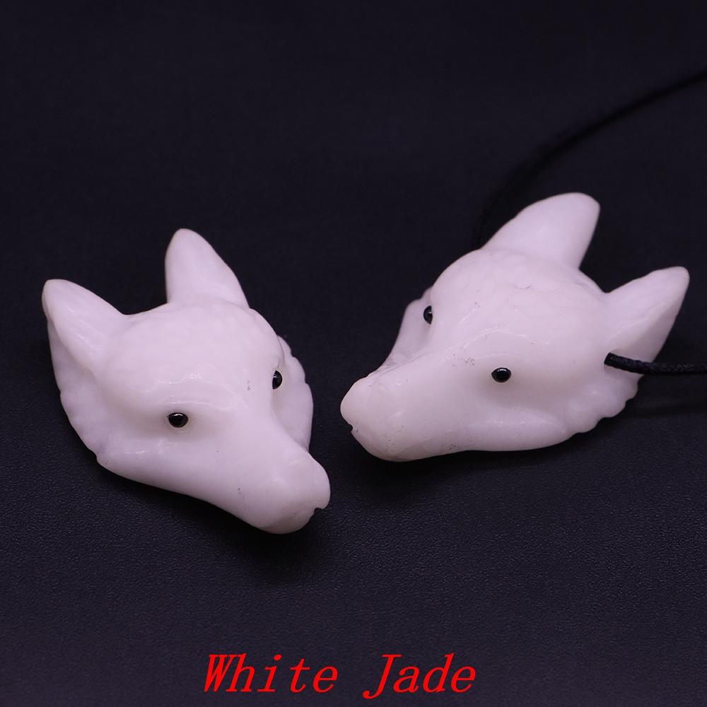 Testa di Lupo in Pietra Naturale da 1,5" Cristallo Curativo Reiki Animale Scolpito a Mano Statuetta Decorazione in Pietra Preziosa Fai da Te Accessori per Gioielli Regali