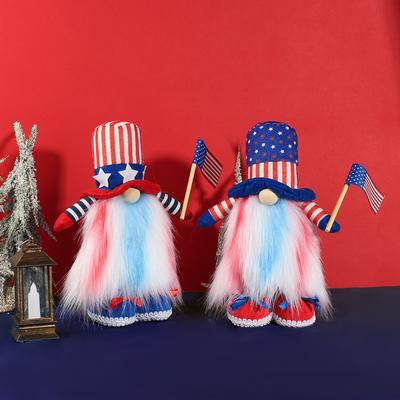 Independence Day Faceless Old Man Doll Cute Flag Standing Doll Rudolph Window Decorations