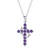 Multi-Color Birthstone Diamond Cross Necklace - Retro Religious Clavicle Pendant Gift