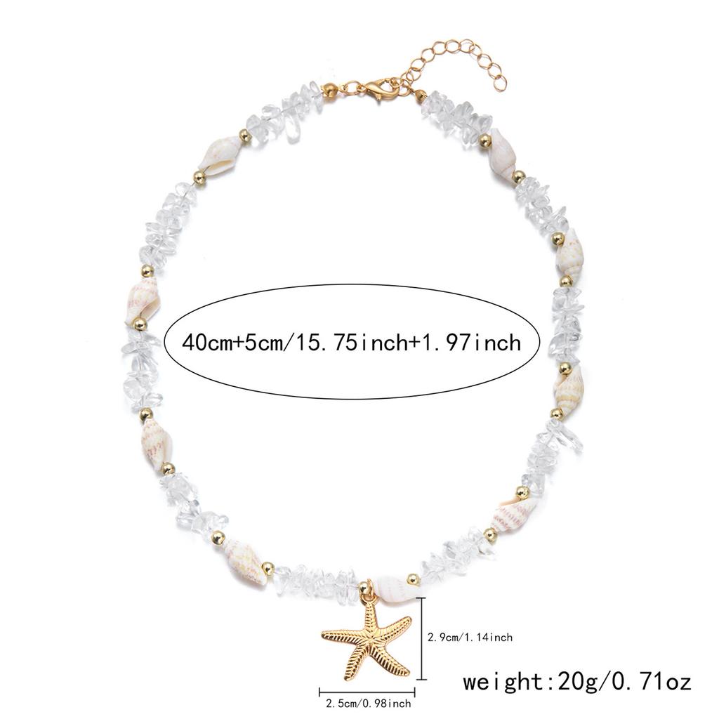 Versatile Beach Jewelry Starfish Pendant Seashells Detailing Lightweight Allergy Safe Necklace For Casual Fashion
