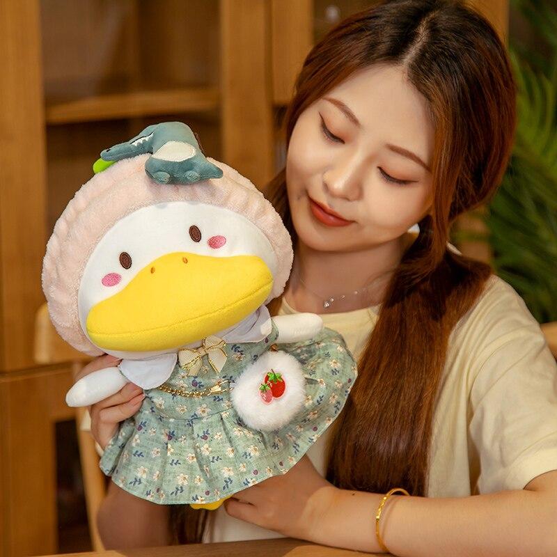 1pc 33cm Kawaii Duck With Clothes Plush Toys Multiple Styles Cute Dressing Duck Pillow Stuffed Dolls For Kids Girl Xmas Gift