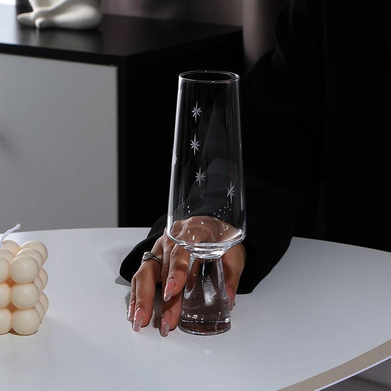 Antique Engraved Star Wine Glass Champagne Glass High-stemmed Dessert Wine Glass Banquet Tableware 201-300ml