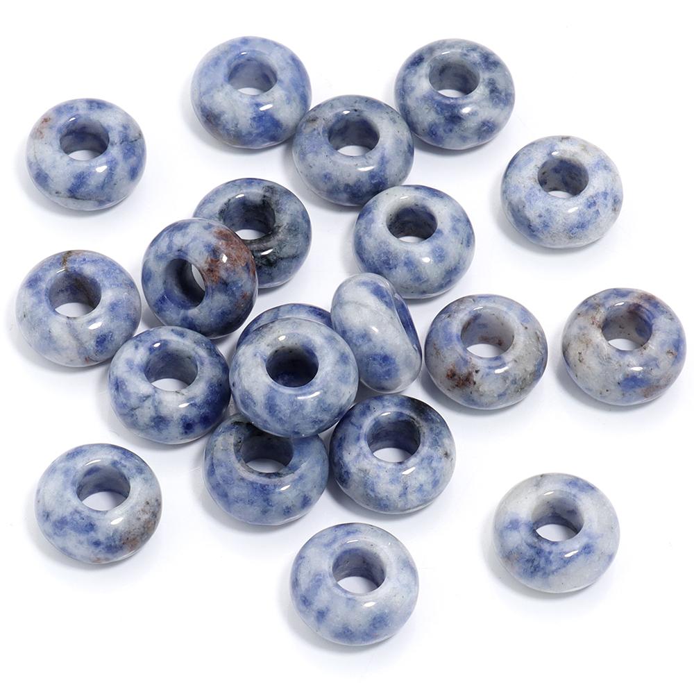 6pcs 14x8mm Natural Stone Beads Amethyst Tiger Eye Agate Jade Abacus Shape Big Hole Loose Beads for Jewelry Making DIY Bracelets