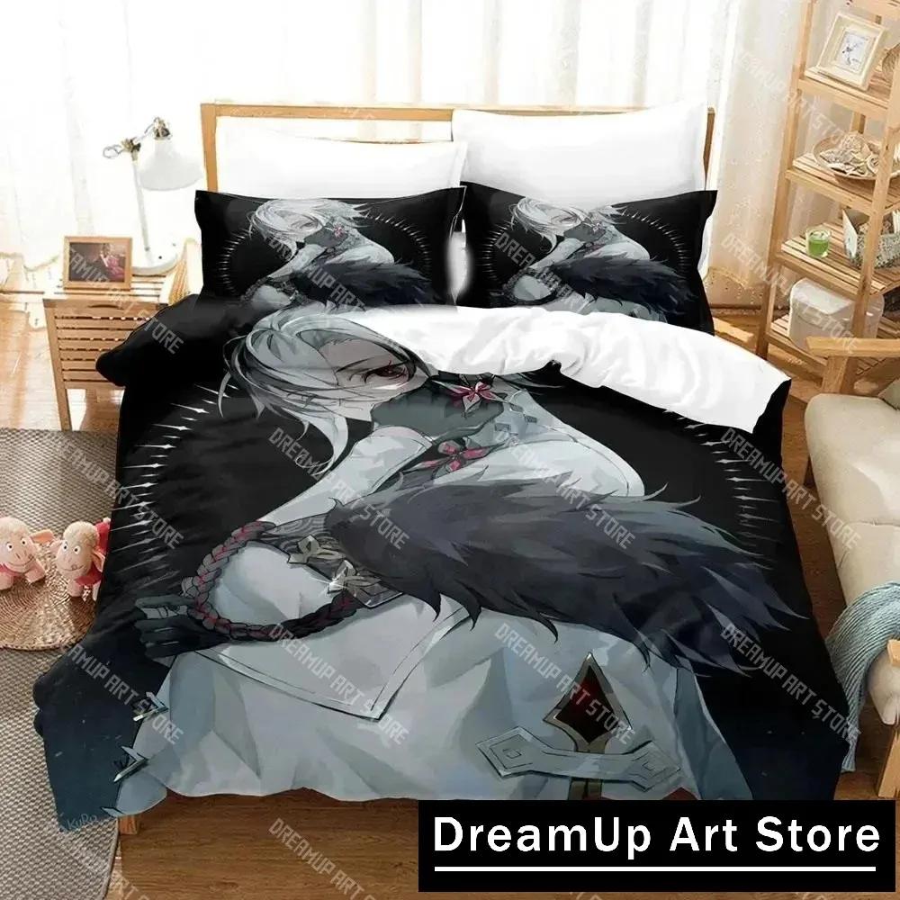 3D Anime Genshin Impact Arlecchino Bedding Set Duvet Cover Bed Set Quilt Cover Pillowcase Comforter King Queen Size Boys Adult