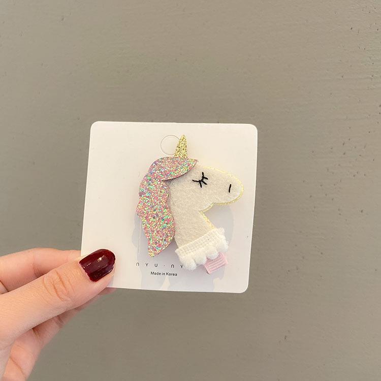 Korean Sparkly Cartoon Hair Clips for Girls - Unicorn & Bee Designs