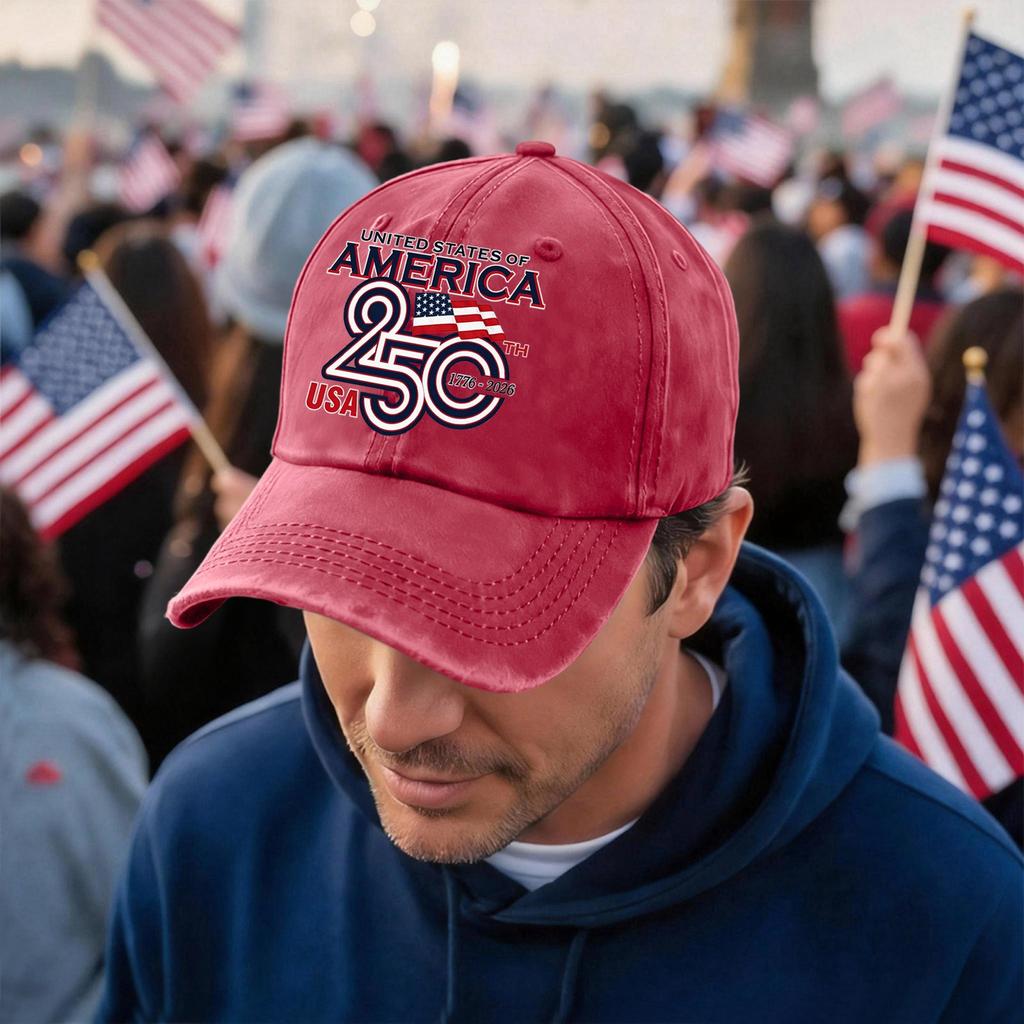 Men's and Women's Matching American 0th Anniversary Anniversary Embroidered Vintage Washed Baseball Cap
