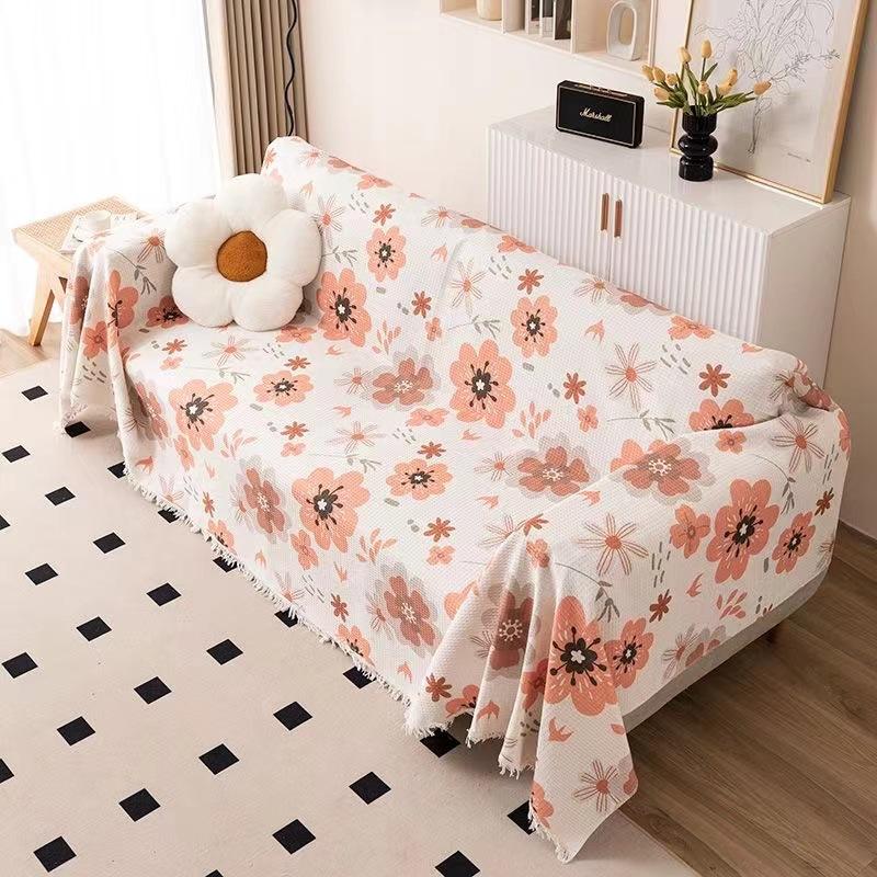 Rural Flower Printed Sofa Towel For Living Room Cozy Warm Knee Blanket For Office Durable Sofa Protector For All Seasons