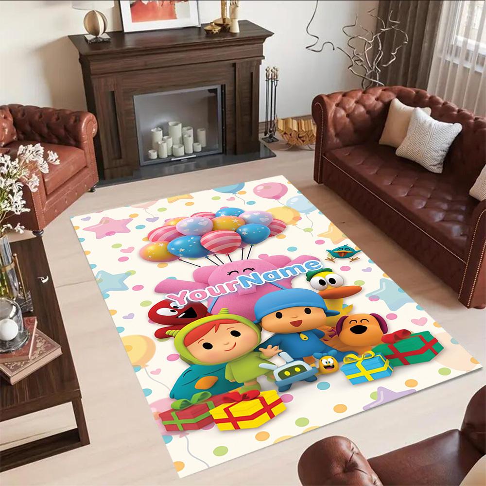 Alfombra Personalizable con Nombre de Pocoyó Adecuada para Exteriores Dormitorio Entrada Pasillo Alfombra Antideslizante Decorar Oficinas Regalo para Festivales