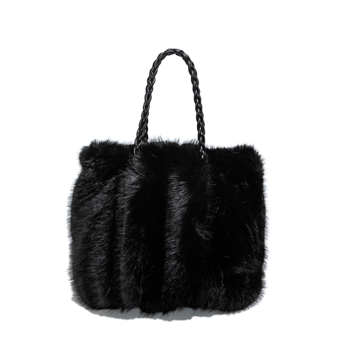 

Висококласна плюшева сумка-тоут з плісуванням до 25-річчя - Велика місткість, модна одноплечова та кросбоді 32x16x35 cm чорний