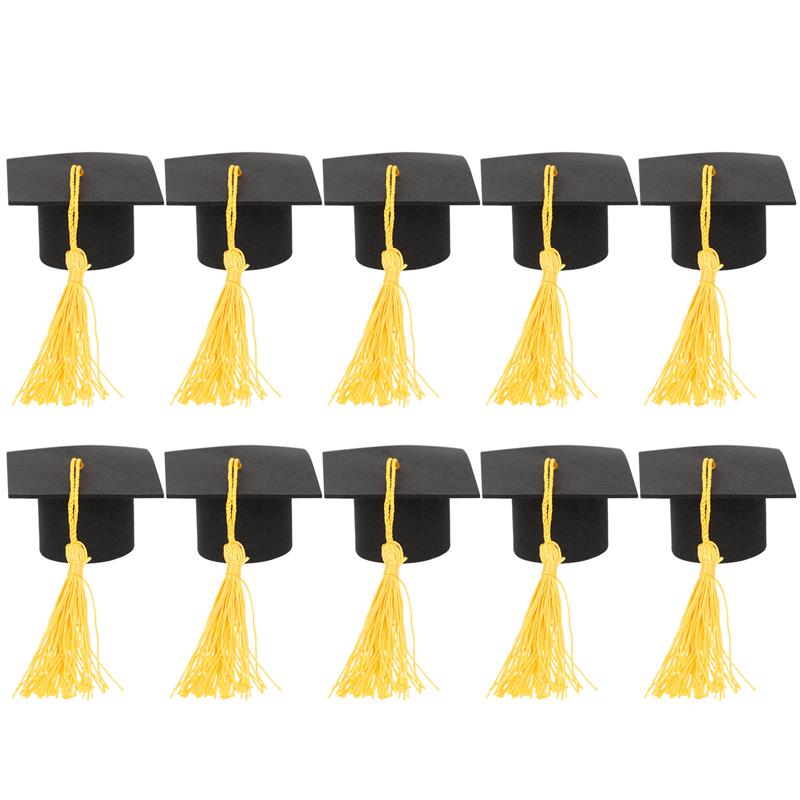 10 Stück Mini-Abschlusskappe Doktorhut Mini Niedliche Abschlusskappe Party Abschluss Abschlusskleidung Kleiner Abschluss Hut Flaschenverschlüsse für