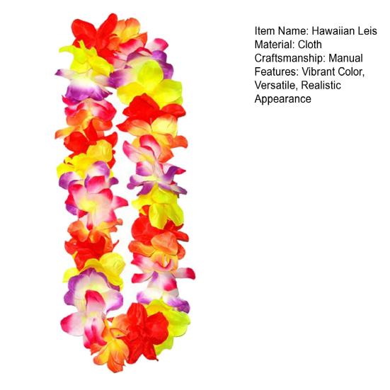 Colar de colares havaianos, decoração de colares de flores falsas de seda colorida, colar de flores falsas de verão, decoração de festa na piscina e praia, suprimentos