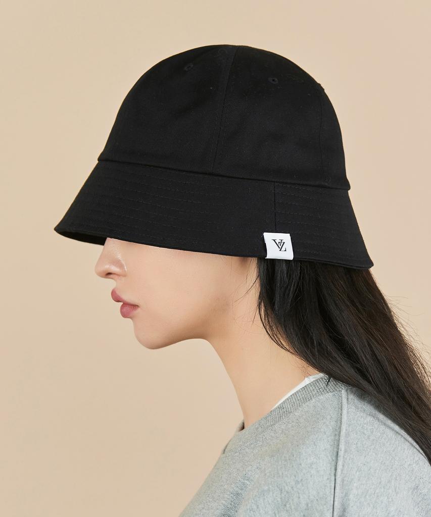 Bajal Monogram Label Round Bucket Hat Black