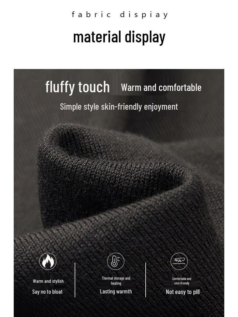 Autumn Wool-Silk Blend High Neck Men's Sweater - Thick Long Sleeve Youth Base Layer