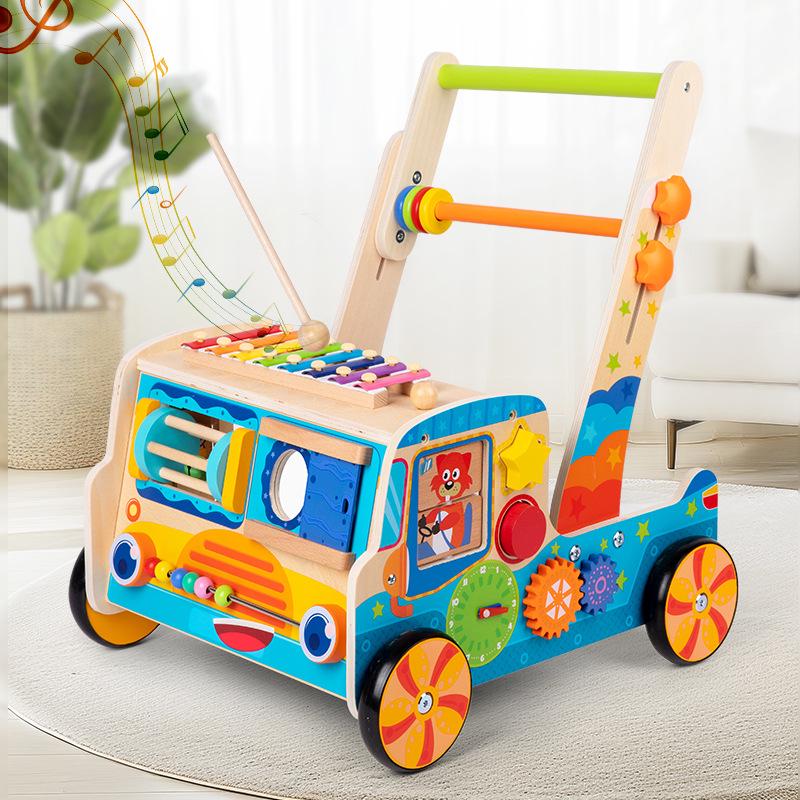 Children's Multifunctional Anti-Rollover Stroller Walker with Educational Toys
